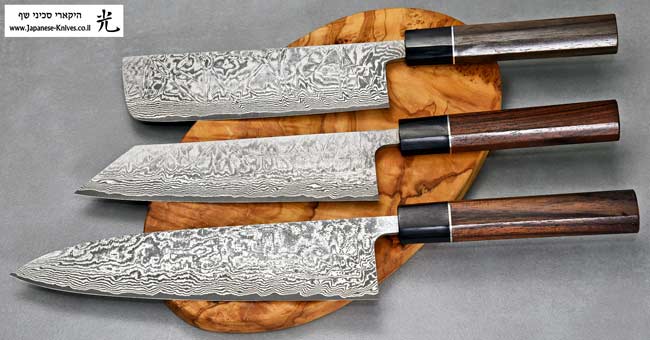 סכיני שף בעבודת יד של שירו קאמו - סדרת SG2 Black Damascus